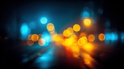 The abstract photograph captures a vibrant display of bokeh lights at night with bright hues.