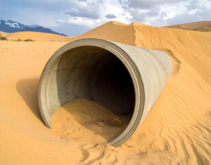 Concrete pipe in sand dunes