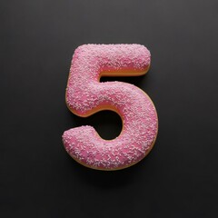 Doughnut numbers 5 on a black background