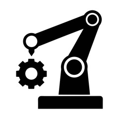Industrial robotic arm automation manufacturing machine gear technology vector illustration