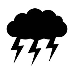 Black thunderstorm cloud with lightning bolts vector illustration weather forecast icon design graphic