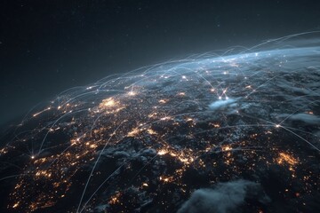 Global network of light trails across a planet