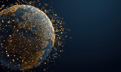 3D Earth globe, gold particles