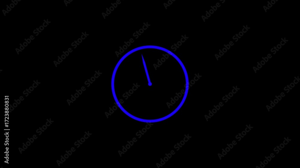 Poster simple blue circle with a single line pointer on a black background