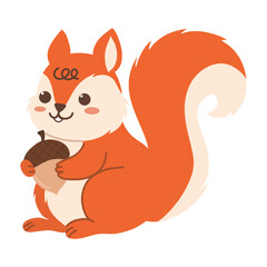 Cute squirrel clipart in autumn season with hand drawn style. Suitable for clip art, stickers, flat design graphic illustration for autumn party, farmers market, harvest festival, thanksgiving day