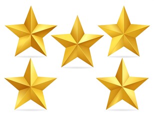 Obraz premium Five golden stars on white background