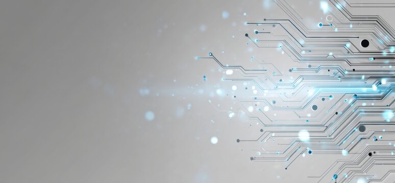 Abstract circuit board design with light trails