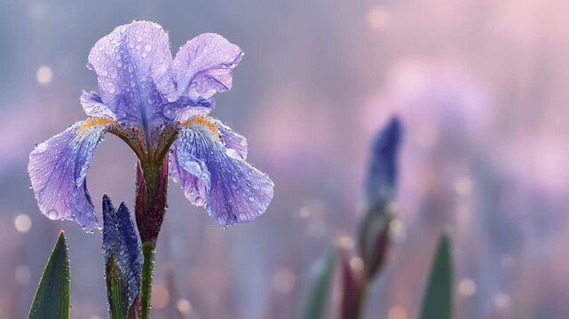 Delicate lilac iris blossom