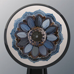 Abstract Blue and Brown Mandala Flower Design
