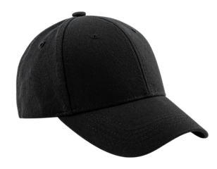  Minimalist Black Cap with Curved Peak in Studio Spotlight