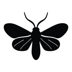 Black moth vector illustration, nocturnal insect graphic, moth silhouette design for print and web