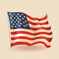 Illustration of the United States of America flag waving in the wind for patriotic themes