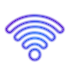 Blue Neon Glowing WiFi Signal Icon Wireless Internet Network Connectivity Symbol Vector Illustration Isolated on Transparent Background © Maria