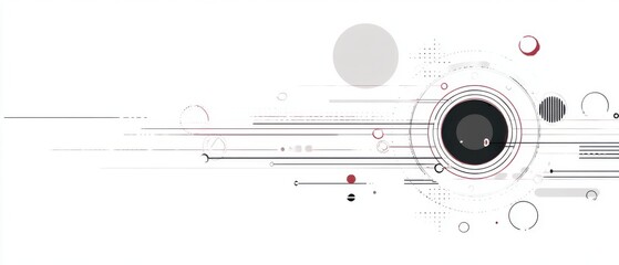 Abstract design with overlapping circles, lines and shapes