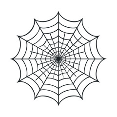 Obraz premium Simple black line drawing of a clean, geometric spider web.