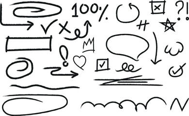 Hand drawn sketch doodle symbols vector design elements collection set