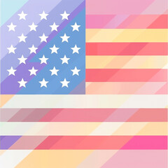 Modern geometric pastel United States flag illustration for patriotic themes