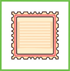 A simple illustration of a postage stamp, ready to be filled with content, ideal for designs and projects