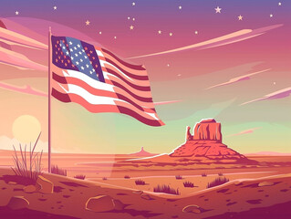 American pride meets desert beauty with the us flag waving in the arid landscape