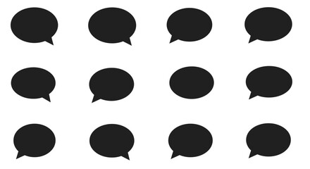 Collection of Black Speech Bubbles for Communication and Dialogue.