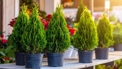Conifer plants in pots