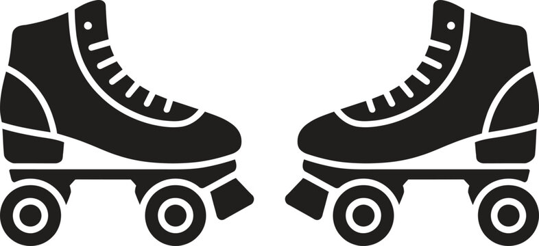 Retro roller skates silhouette on a white background