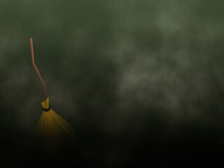 Witches broom in foggy eerie background
