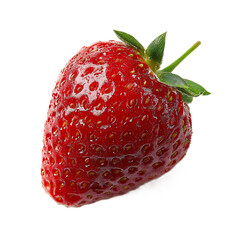Fresh strawberry vibrant red color isolated on white symbolizing health organic eating dessert recipes food branding diet lifestyle and culinary visuals