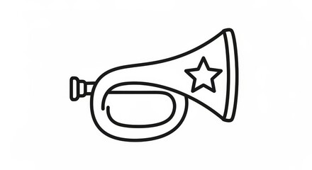 Celebrate with a minimalist trumpet icon, a symbol of joyful music and festive announcements in classic black and white for invitations