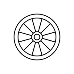 Illustration of a simple spoked wheel on transparent background