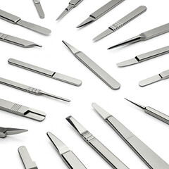 surgical blades on white background