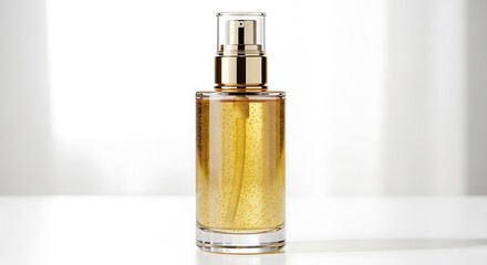 Naklejka premium Golden Liquid Spray Bottle for Skincare.