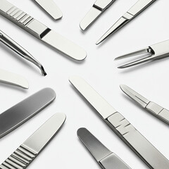 surgical blades on white background