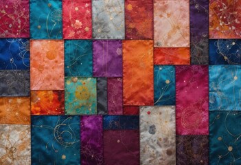 A creative kimono inspired patchwork of jewel toned silk fabrics to convey a sense of luxury and texture.