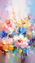 Vibrant floral bouquet in abstract style