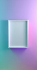Empty white square frame against a pastel gradient background