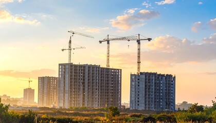 Construction site at sunset