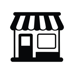 black and white icon of a storefront. shop icon vector illustration