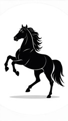 Black horse silhouette, profile view