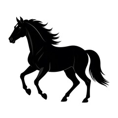 Black horse silhouette, side view