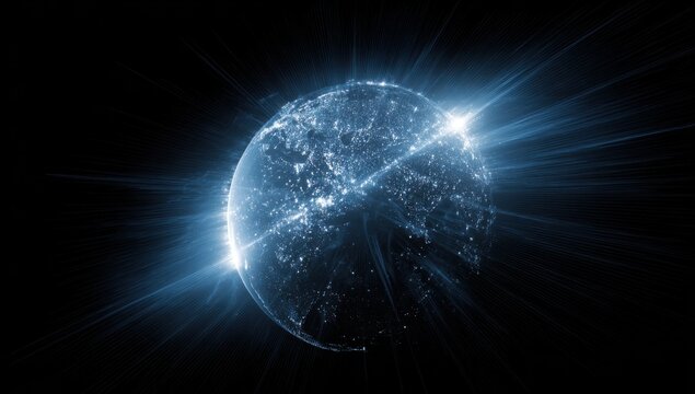 Abstract digital representation of a planet