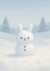 Cute snowy bunny landscape