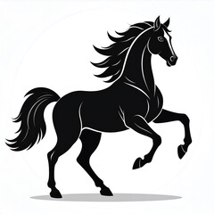 Black horse silhouette, stylized, dynamic pose