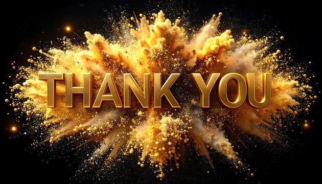 Gold "Thank You" in a powder explosion