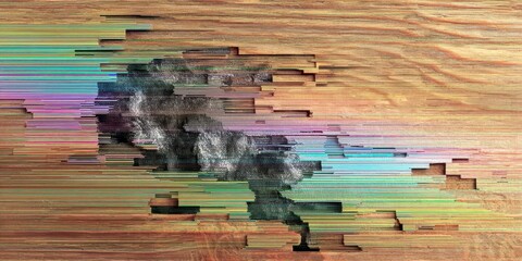 Abstract Digital Art on Wood