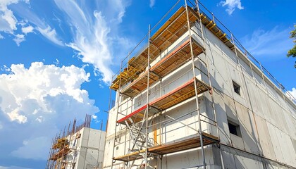Construction site with scaffolding and building under construction