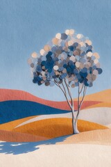 Abstract Tree in Desert Landscape