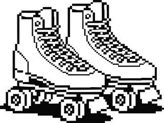 Classic quad roller skates illustration black and white