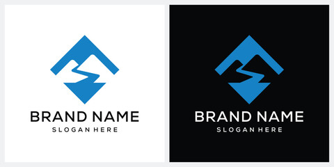 simple mountain logo design vector template