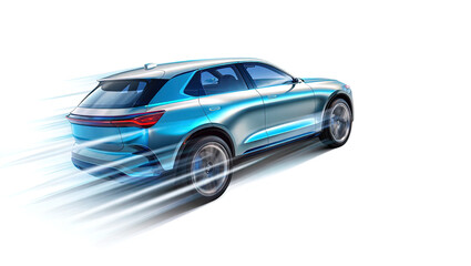 Naklejka premium Futuristic car racing at speed